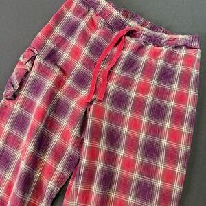Duluth Trading Co Flannel Plaid Cargo Pajama Pants Women's M x 31 Red Cotton